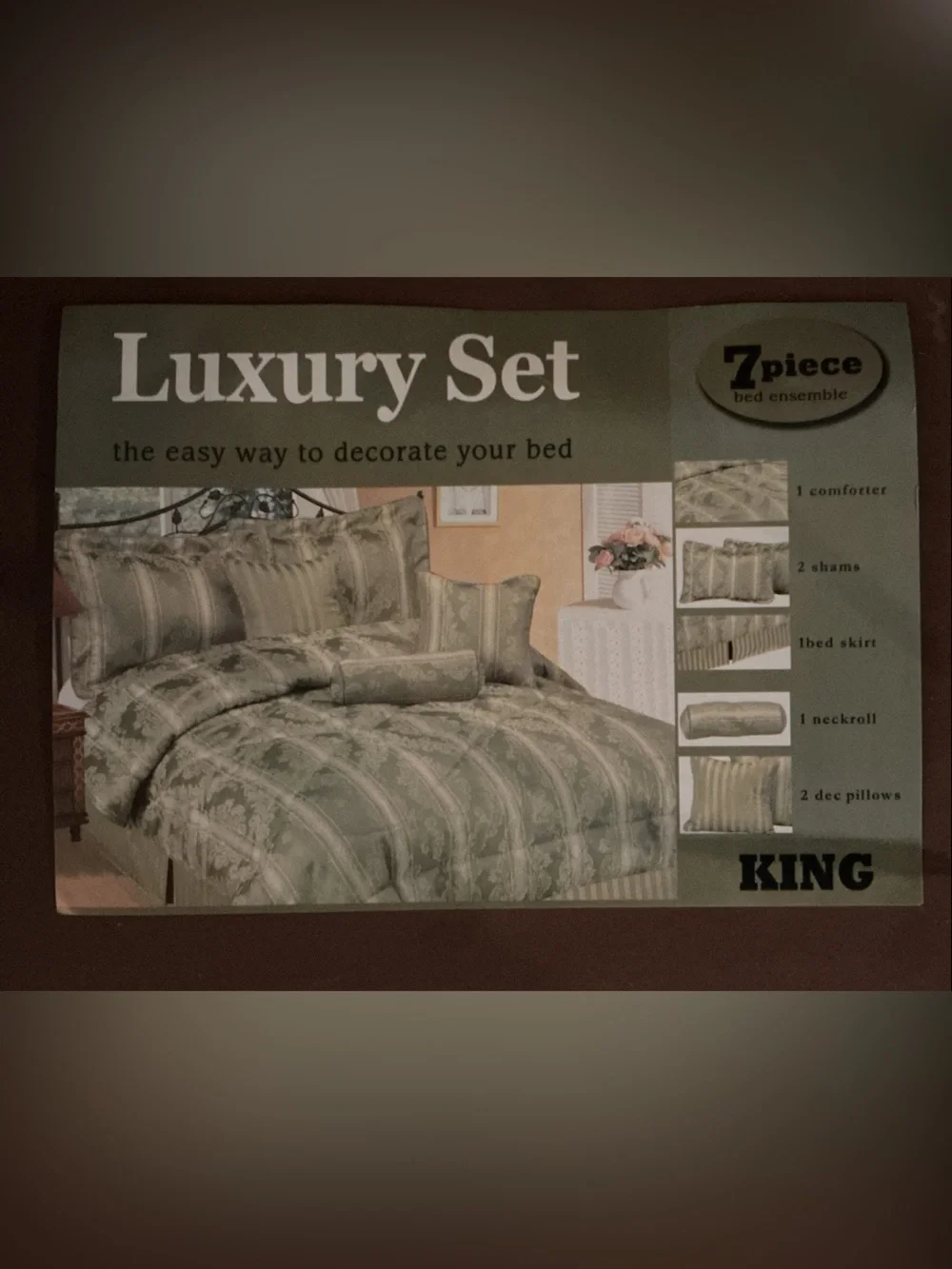 Luxury Home Bedding Set in Sage Green and Cream